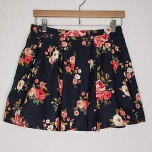 Forever21 Black Floral Mini Skirt